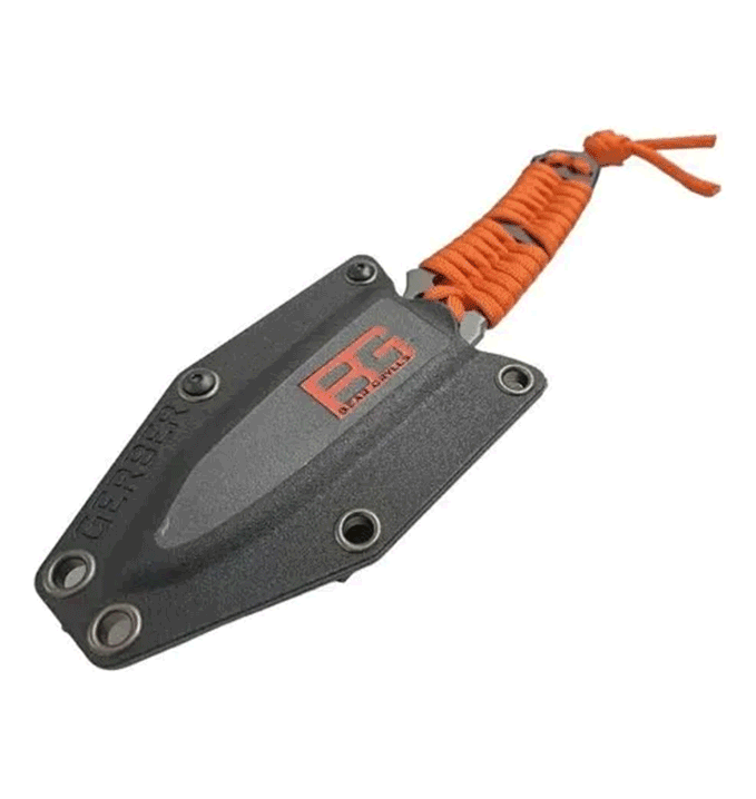 Cuchillo Táctico De Supervivencia Con Funda Y Mango Cuerda Naranja