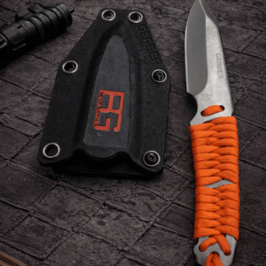 Cuchillo Táctico De Supervivencia Con Funda Y Mango Cuerda Naranja