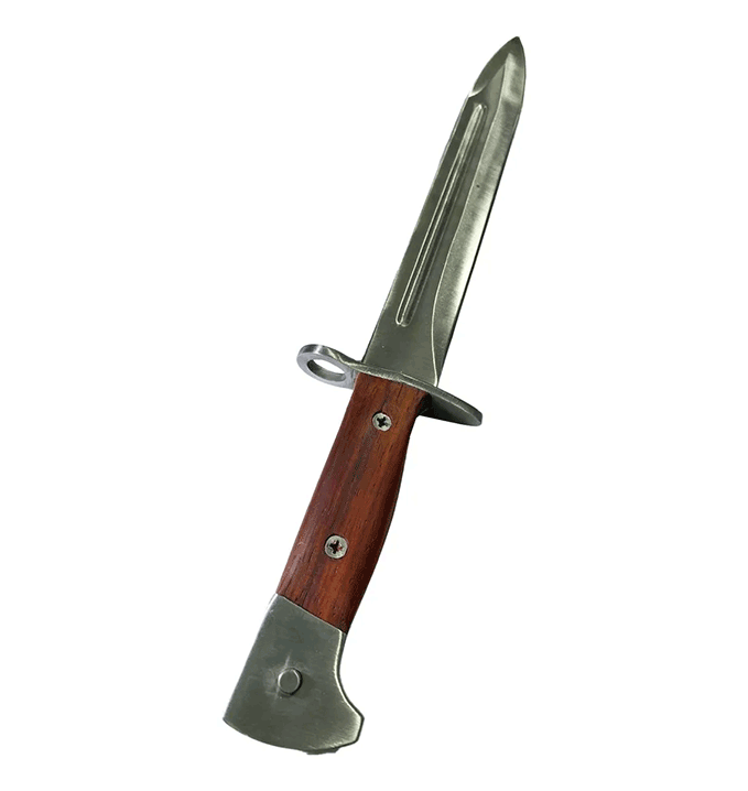 Cuchillo Tipo Bayoneta Ak47 Con Vaina De Cuero Hoja 23 Cm