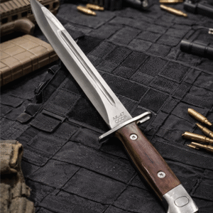 Cuchillo Tipo Bayoneta Ak47 Con Vaina De Cuero Hoja 23 Cm