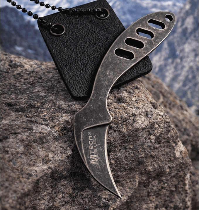 Mini Cuchillo Táctico Colgante Neck Knife Defensa Gris