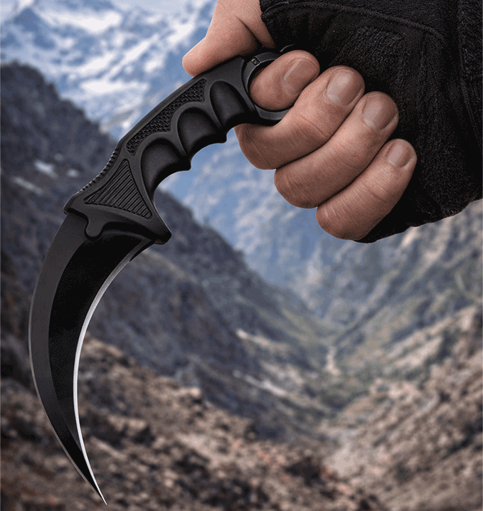 Kerambit Cuchillo Táctico Karambit Curvo Csgo Funda Negro
