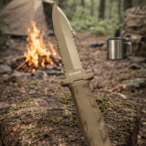 Cuchillo Daga Táctico Coyote Tan Doble Filo Con Vaina Molle Coyote