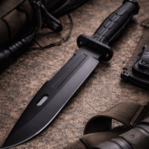 Cuchillo Táctico Negro Supervivencia Militar Con Funda Rígida