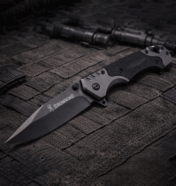 Navaja Plegable Táctica Acero Camping Pesca Caza Gris Oscuro