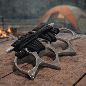 Manopla Con Punta Y Cuerda Paracaidista Defensa Personal Punta Plateado