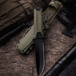 Cuchillo Táctico Acero Funda Rígida Mango Antidesliz Verde