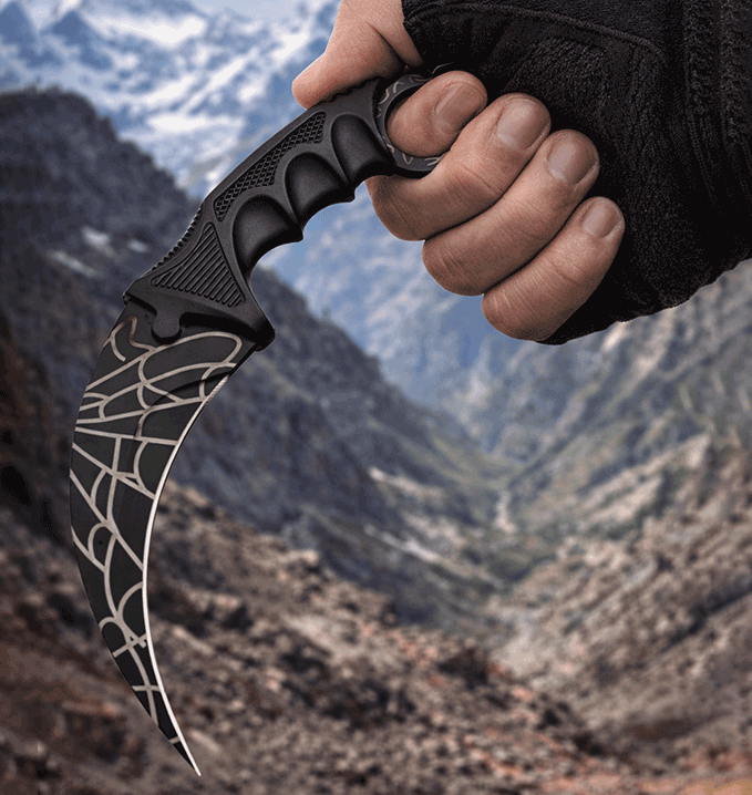Kerambit Cuchillo Táctico Karambit Curvo Csgo Funda Telaraña