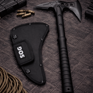 Hacha Táctica Tomahawk Negro Con Pico Funda Y Caja