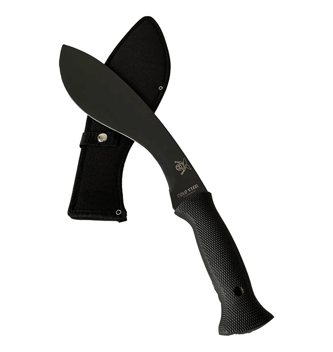 Machete Kukri Táctico De Acero Negro Con Mango Ergonómico