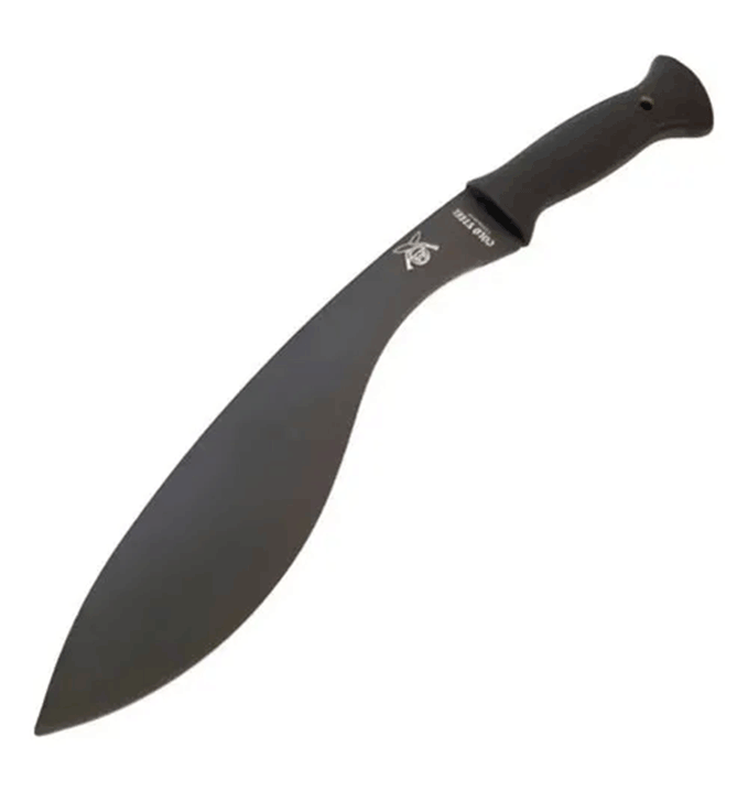 Machete Kukri Táctico De Acero Negro Con Mango Ergonómico