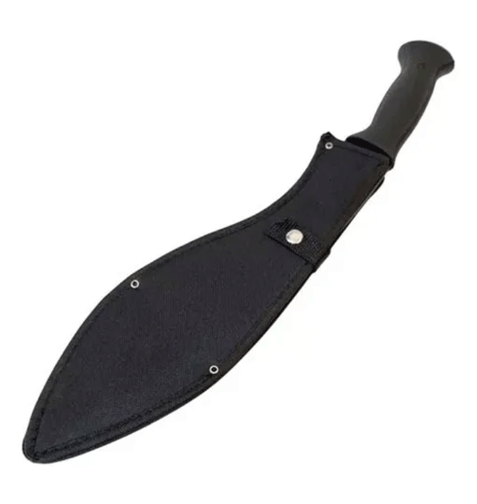 Machete Kukri Táctico De Acero Negro Con Mango Ergonómico