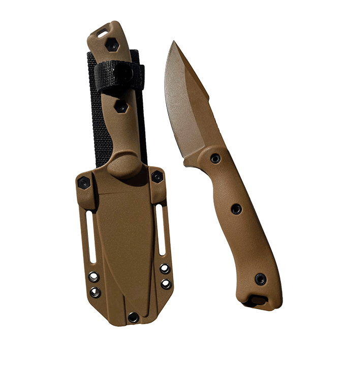 Cuchillo Táctico Supervivencia Fijo 24 cm Funda MOLLE COYOTE