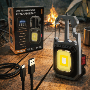 Mini Linterna Led Cob Llavero Recargable Multiuso - 7 Modos Blanco Negro