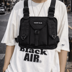 Riñonera Pechera Chest Bag Impermeable Deportiva Táctica Negro Lisa