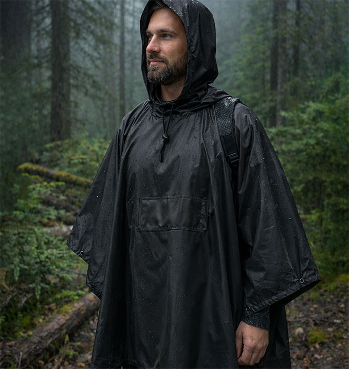Poncho Capa Impermeable Outdoor y Camping NEGRO